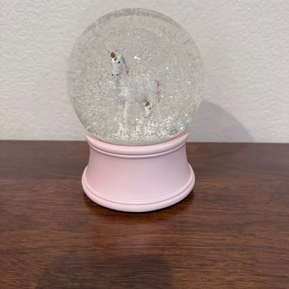 White Unicorn Friends Musical Snow Globe with Pink Base - Picture 2 of 5